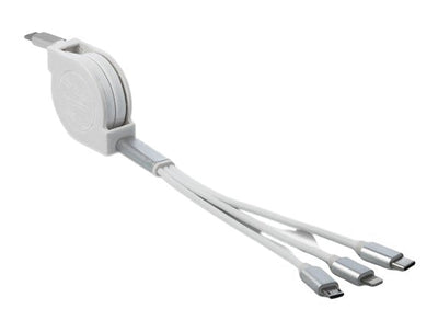 Delock 85844 Cable Charging Retractable USB Type-c™ 3 1 Lightning™ / Micro USB / USB Type-c™ White — image 1