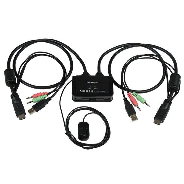 StarTech Conmutador Switch KVM 2 Ports HDMI USB Audio Cables Integrados SV211HDUA