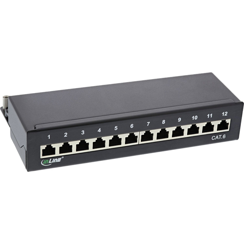 Inline Patch Panel CAT.6 12 Ports Assembly Desk / Wall Black RAL9005