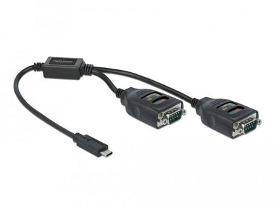 Delock Adapter USB Type-c a 2 X Serie RS-232 DB9 With 15 Kv Esd Protection — image 1