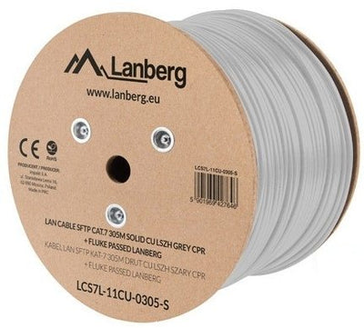 Lanberg Bobina CAT.7 SFTP 305M Solid Cu Lszh Cpr + Fluke Passed Grey — image 1