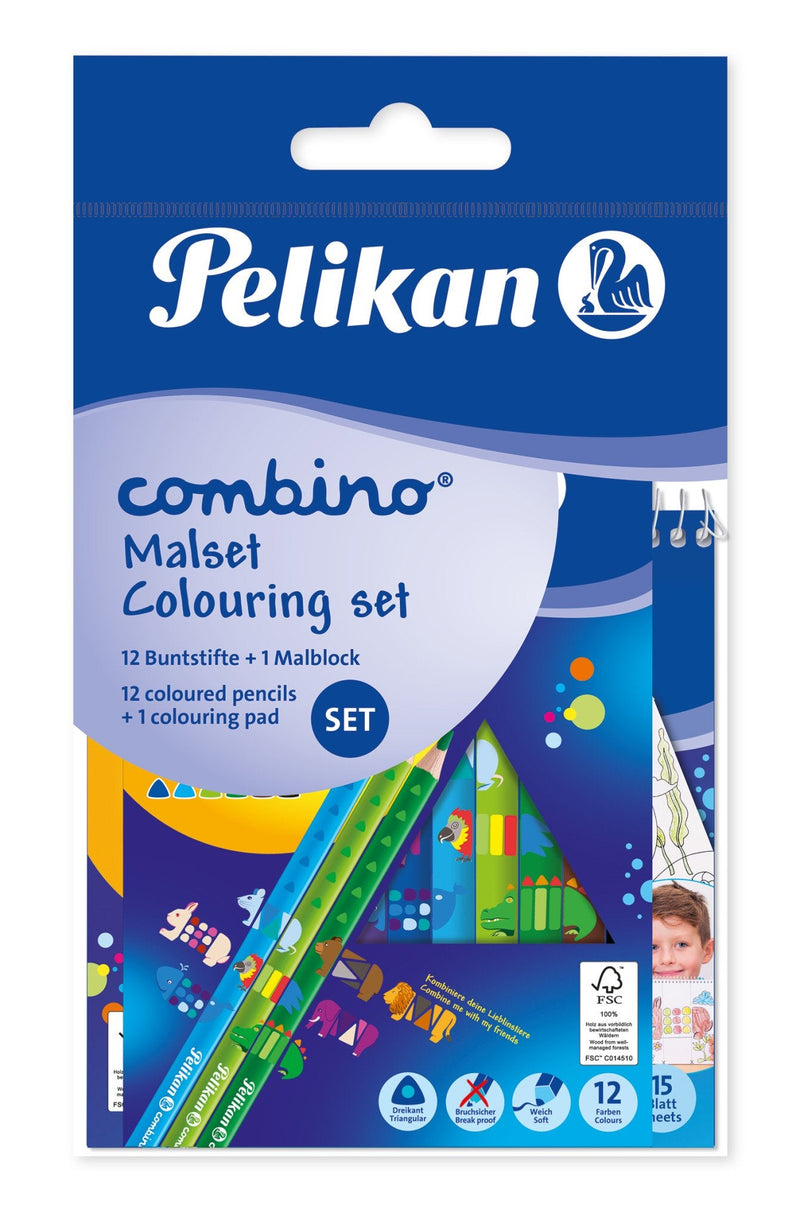 Pelikan Ausmal-set Combino, Block + 12 Pencils Colours