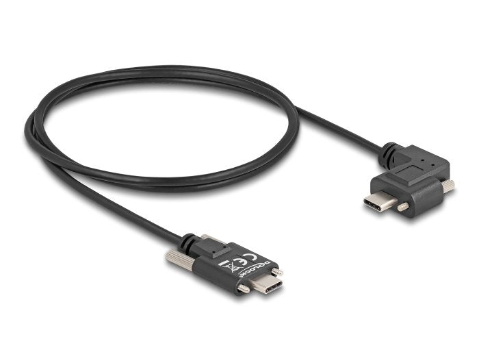 Delock 80956 USB Cable 2.0 USB Type-c™ Male With Screws a USB Type-c™ Male With Screws Acodado a Izquierda / D