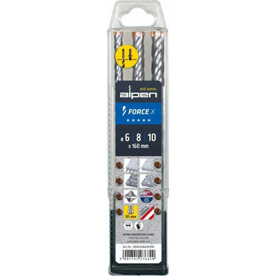 Drill Bit Alpen Sds + Force X Box 3 Tlg. 6- 8-10X160 — image 1