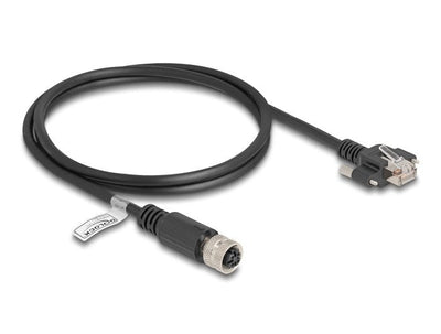 Delock M12 Cable D-kodiert 4 Pin Female a RJ45 Male CAT.5E FTP 1M Black — image 1