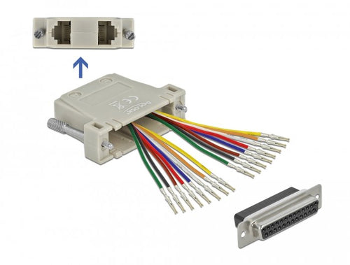 D-sub 25 Pin Crimp Connector Female a 2 X RJ45 Connector Female With Kit Assembly Beige — image 1