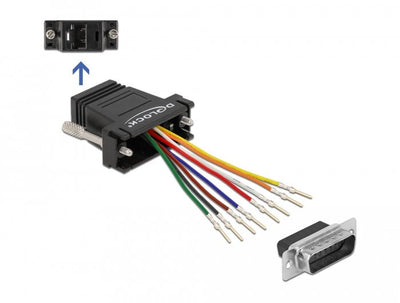 Delock Adapter D-sub 15 Pines Plug a Kit Assembly Plug RJ45, Black — image 1