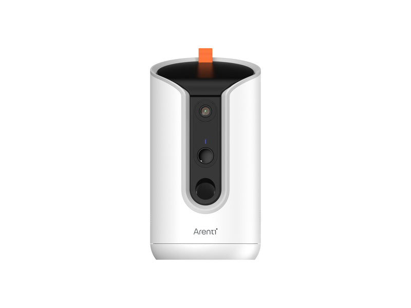 Arenti Camera Surveillance Mascotas With Dispensador Golosinas Petcam 3MP 2K HD Wi-Fi Dual White