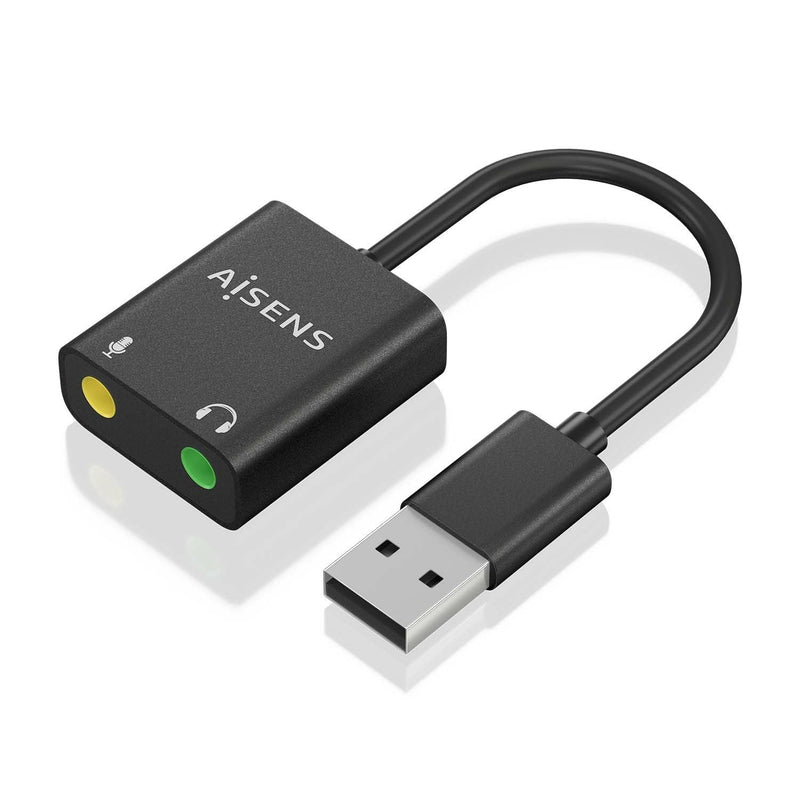 Aisens Converter USB-A a Audio 48KHZ - USB-A/M-2XJACK 3.5/H - 10CM - Black