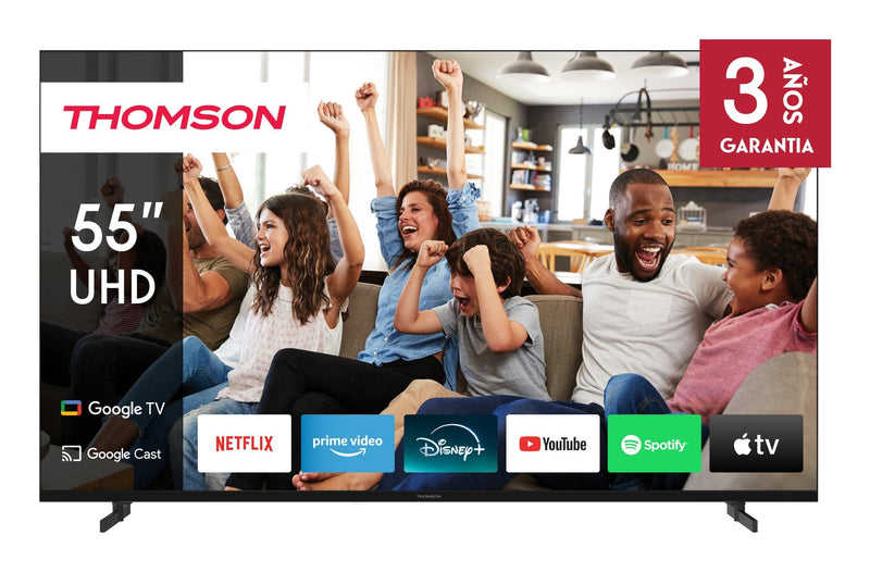Thomson 55UG4S14, Televisión LED 139CM (55 Pulgadas), Black Ultrahd/4K, Google TV, Triple Sintonizador, Hdr 55