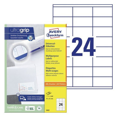 Avery 3422 Label Self-adhesive Rectángulo Permanente White 2400 Pieces — image 1