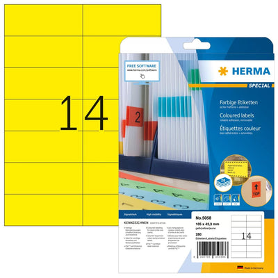 Herma Labels A4 Yellow 105X42,3MM Paper Matte 280 Units — image 1