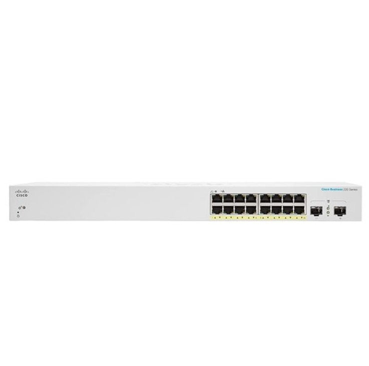 Cisco Business 220 Series CBS220-16P-2G Conmutador Smart 16 X 10/100/1000 (PoE + ) + 2 X Gigabit Sfp (enlace A
