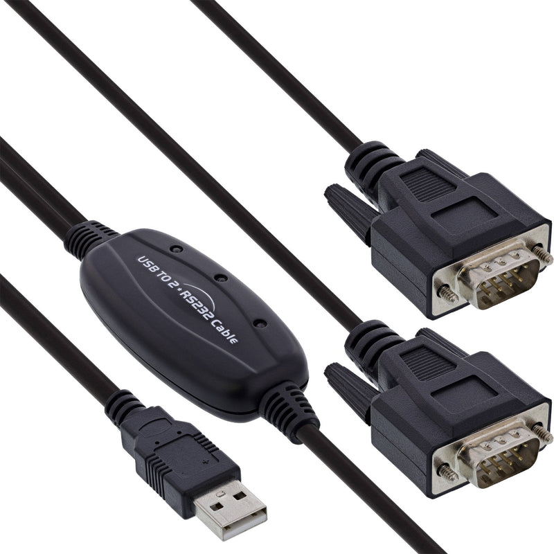 Inline USB 2.0A 2X Adapter Serie USB Type a 2X 9 Pines Sub-d Male 1,5M