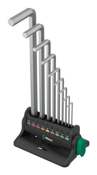 Wera 950/9 Hex-plus 8 Set Of Keys Acodadas, 9 Pieces Screwdriver Cromado, With Clip Retención And Wall Mount 5 — image 1