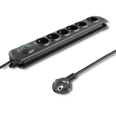Qoltec Power Strip 50172 Limitador Voltage Black 6 Salidas AC 230V 5M — image 1