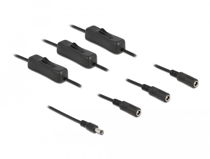 Delock Cable DC 5,5 X 2,1MM Male a 3 X DC Female 1M
