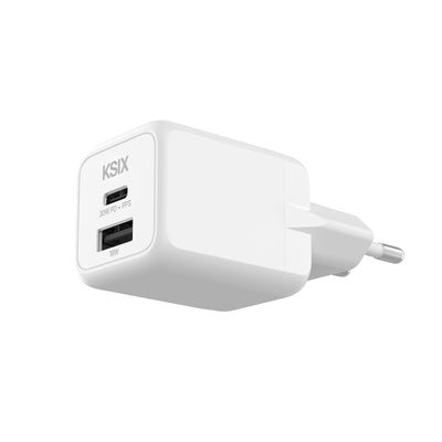 Ksix Wall Charger BCD30GANACB - 30W GaN Pps · USB Type-c · USB · White — image 1