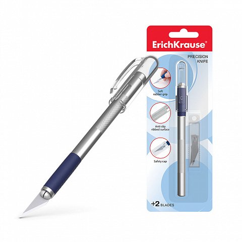 Erichkrause Knife Papeleria - Cuchillos Precision Cortes Paper - Body Metallic With Agarre Rubber - Cuchilla