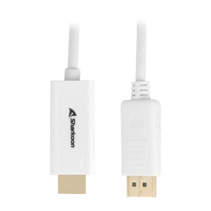 Sharkoon Cable DisplayPort 1.2 HDMI 4K White 2 Metres