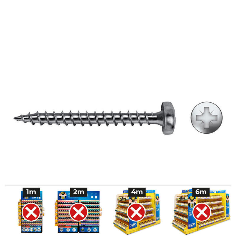 Box 1000 Unid. Screw Wood Vlox B Rosca Complete Alomado Impronta Pz Ø3X20 Mm Cincado
