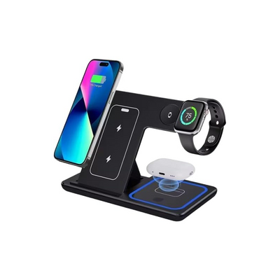 Charger Wireless 3 1 15W Charging Rapida Dispositivos Qi Black — image 1