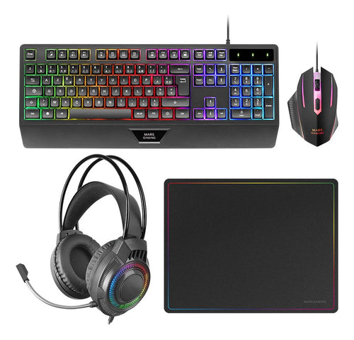 Mars Gaming MCP124PRO Combo Pack Gaming 4EN1 - Keyboard Hibrido H-mech - Disposicion Francesa Azerty Fr - Mous — image 1