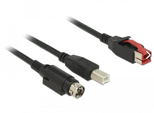 Delock Poweredusb Cable Connector Male 24V USB Type B Connector Male + Hosiden Mini-din 3 Pin Connector Male 1 — image 1