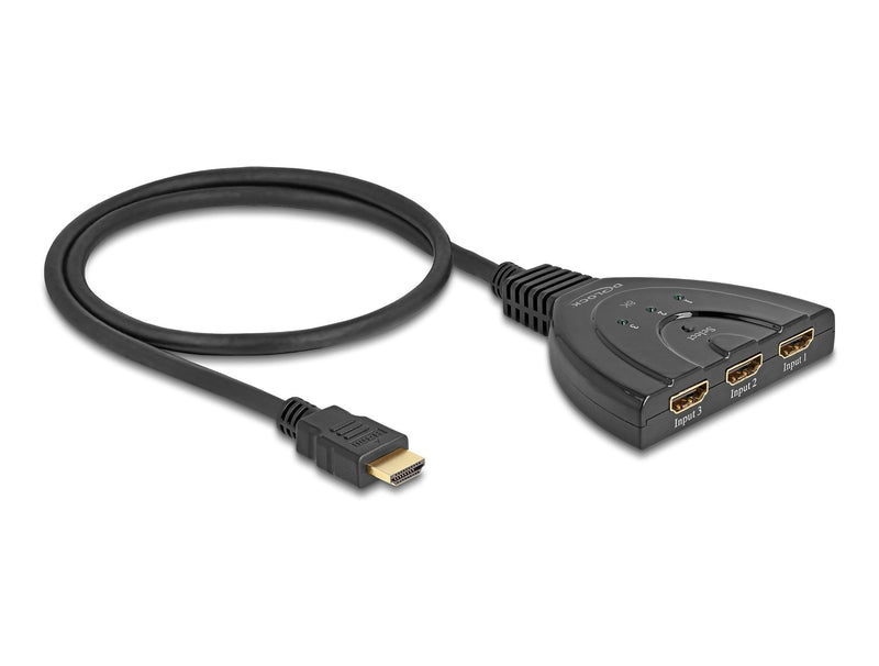 Delock 18649 Switch HDMI 3 X Input HDMI a 1 X Output HDMI 8K 60 HZ With Cable Integrado 60CM