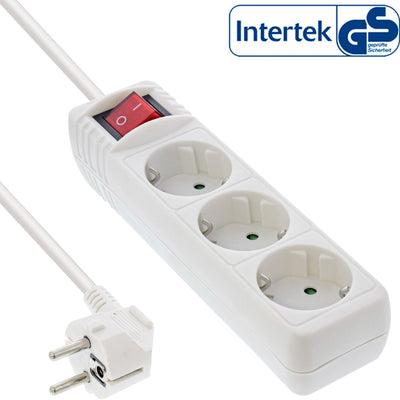 Inline Power Strip 3 Sockets 3X Type F With Security Children White 5M — image 1