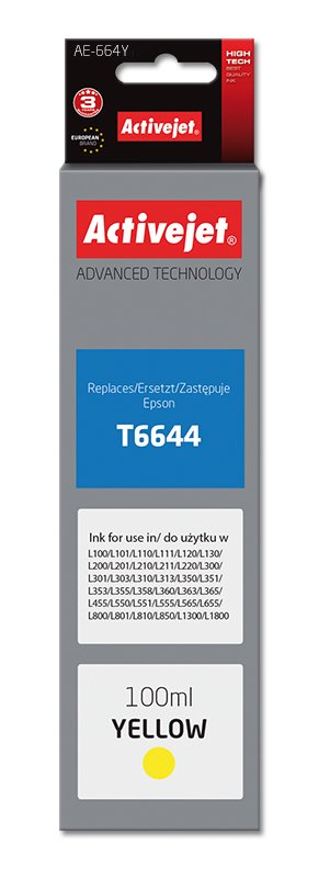 Activejet Ink AE-664Y (reemplazo Epson T6644 - Supreme - 100ML - Yellow