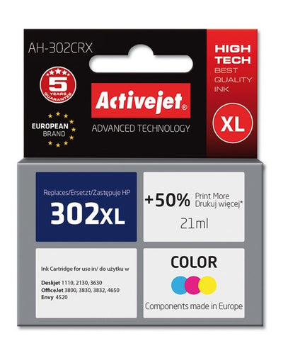 Activejet Ink Ah-302CRX (reemplazo HP 302XL F6U67AE - Premium - 21ML - Colour — image 1