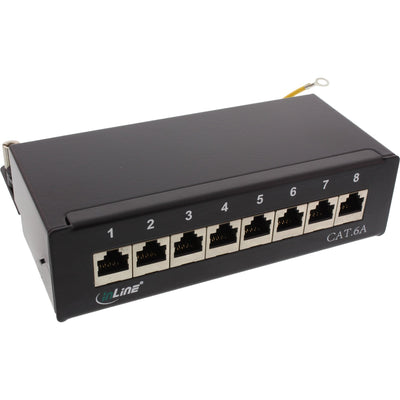 Inline Patch Panel CAT.6A Assembly Desk/Wall 8 Ports Black RAL9005 — image 1