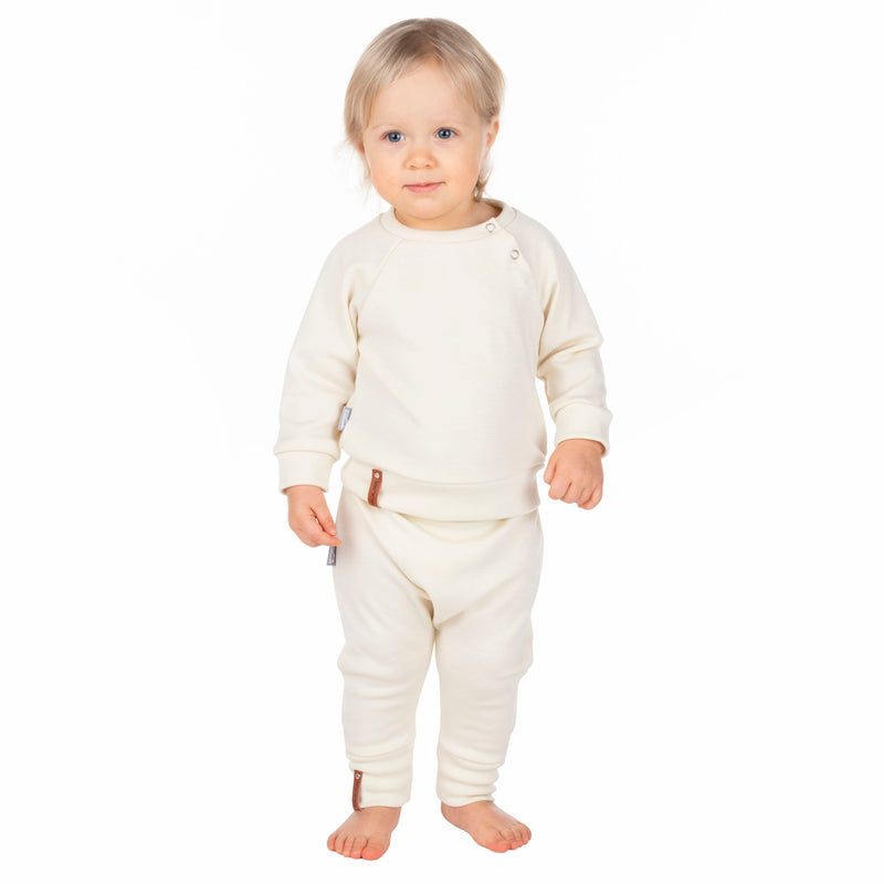 Children’s Merino Wool Top and Trousers Set – White