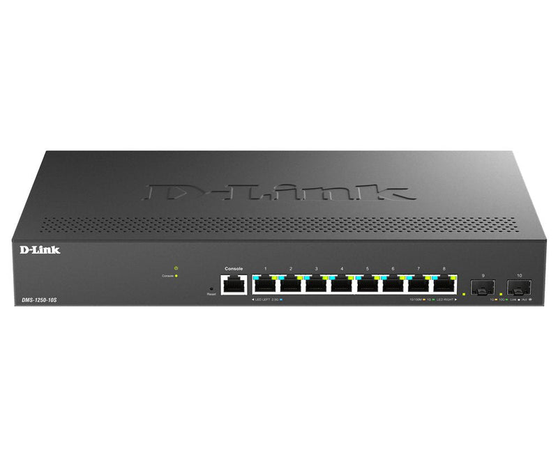D-link DMS-1250-10S/ And 10-PORT Multi-Gigabit Smart Managed Switch Including 8 Multi-Gigabit 2.5G And 2 10G S
