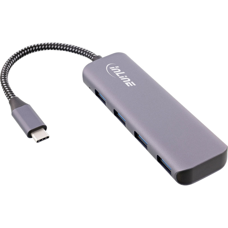 Inline USB 3.2 Hub, USB Type-c a 4x USB a 10GB/S, Aluminium Grey