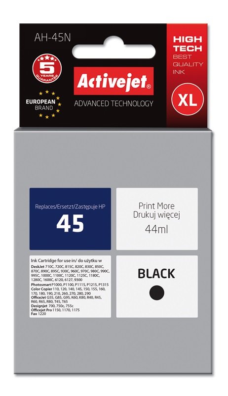 Activejet Ink Ah-45N (reemplazo HP 45 51645A - Supreme - 44ML - Black