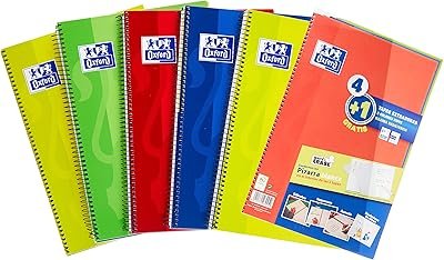 Oxford Notebook Espiral Write&erase 80 Hojas 4X4 With Margen Covers Extraduras Folio Colours Vivos -pack 4 + 1 — image 1