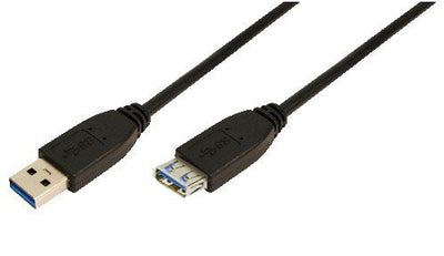 Logilink 2M USB a - USB a 3.0 F/M USB Cable 3.2 Gen 1 (3.1 Gen 1) Black — image 1
