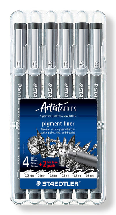 Staedtler Markers Pigment Liner 308 Case 6 Anchos Line Surtidos Black — image 1