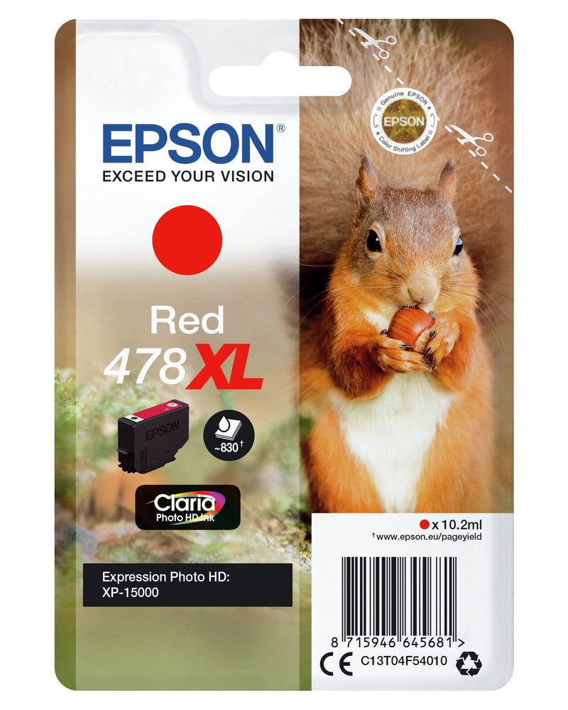 Epson Ink Cartridge C13T04F54010 Singlepack Red 478XL Claria Photo HD Ink Expression Home HD XP-15000