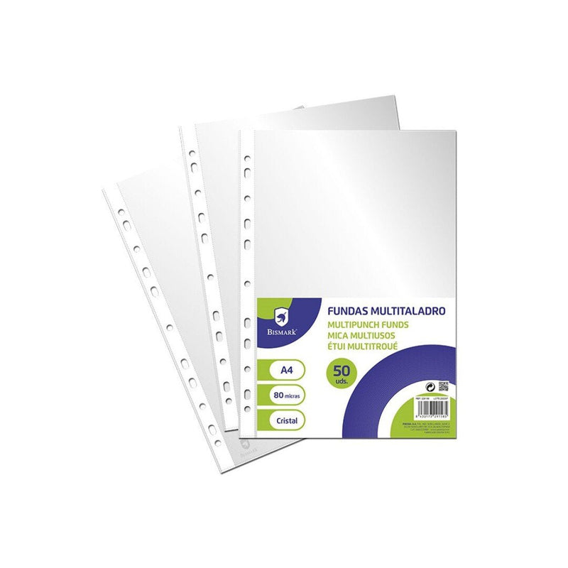 Bismar Pack 50 Cases Multiproposito A4 - Transparent - Finish Glass - 80 Micras - Ideal Folders With