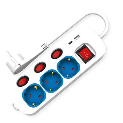 Roline Regla Sockets 3VÍAS With Switch Charger USB a + C, 3M — image 1