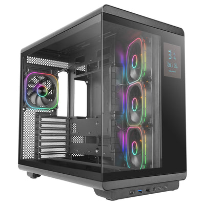 Mars Gaming PC Case ATX Mc-revmax Screen LCD 11.8 Glass Tempered 4X Fans ARGB Black — image 1