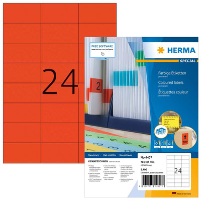 Herma Labels A4 Red 70X37 Mm Paper Matte 2400 Units — image 1
