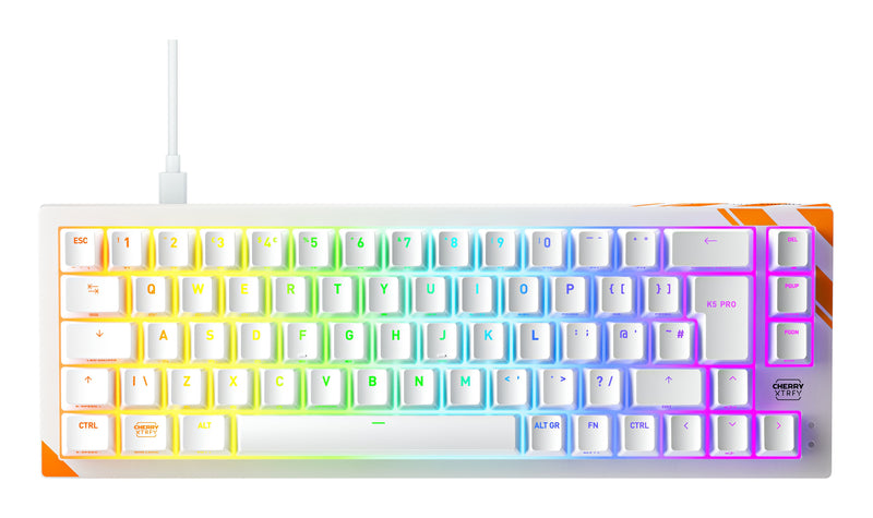 Cherry K5 Pro Tmr Compact, With Cable Usb, Mechanischer Switch, QWERTY, Rgb-led, Orange White
