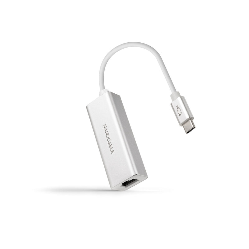 Nanocable Converter USB-C a Ethernet Gigabit 10/100/1000Mbps - 15CM - Aluminium