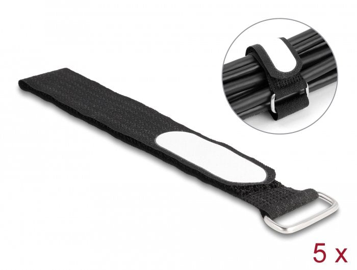 Delock Brida Velcro Cables With Schlaufe And Campo Rotulación L 305 X B 25MM Black 5 Units