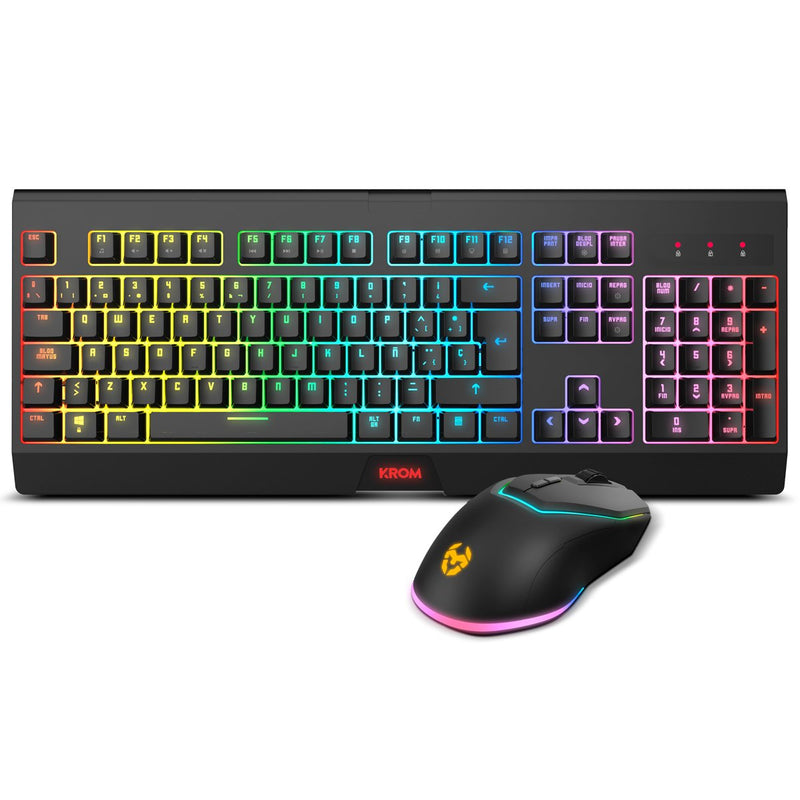 Krom Keyboard Spanish + Mouse Kabala Wireless RGB Gaming