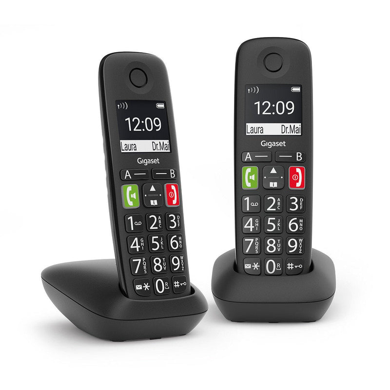 Gigaset E290 Duo Terminal Phone Analógico Identificador Llamadas Black